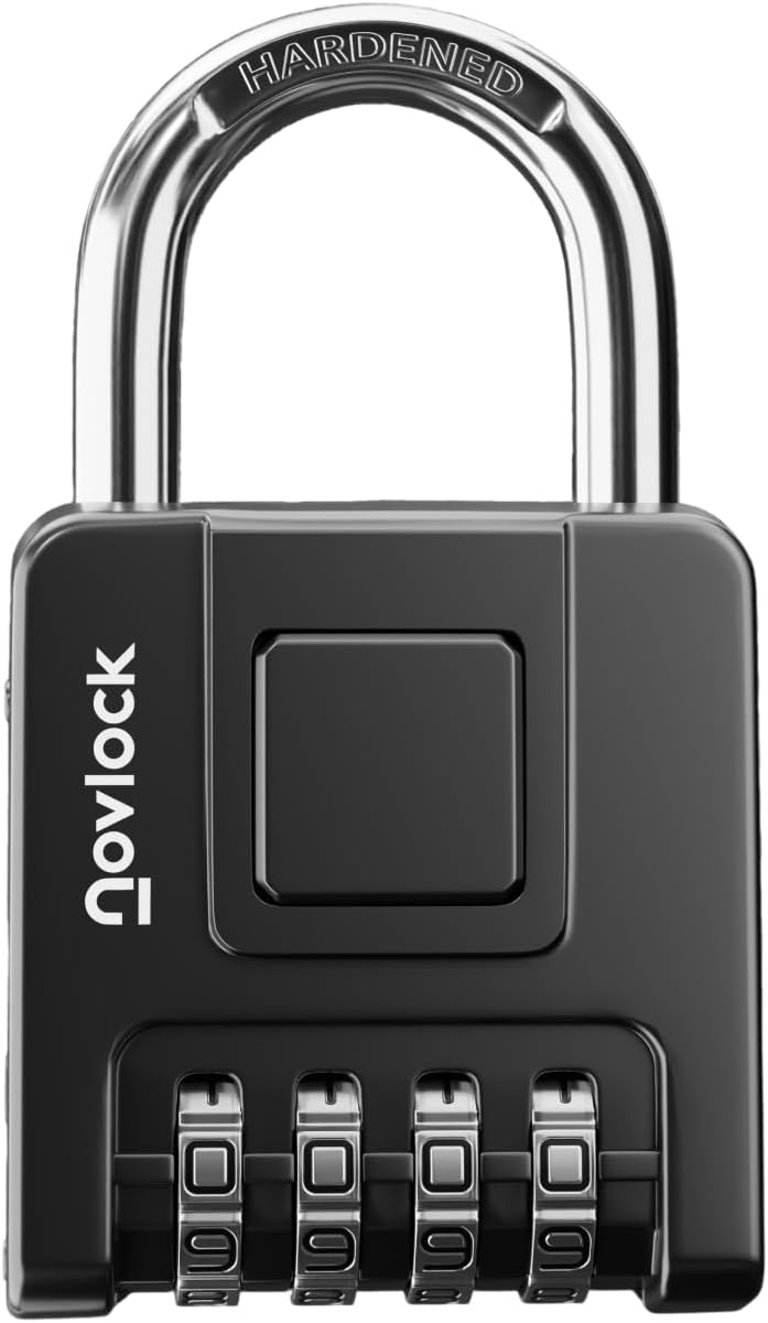 NovLock Combination Lock for Outdoor & Indoor | Heavy Duty, Weatherproof, 4-Digit Security | Padlock for Lockers, Gates, Fences, Sheds, Storage | 1-Pack, Black - Image 1